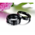 Männer und Frauen Diamant gepflasterter schwarzer keramischer Ring, Paare Platin überzogener Ring